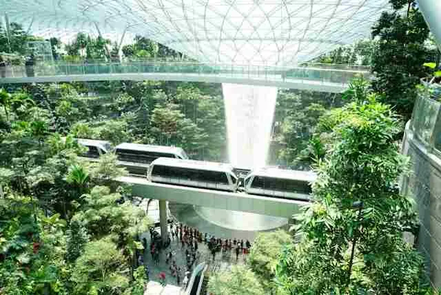 Outdoor viewing deck for plane spotting at Jewel Changi